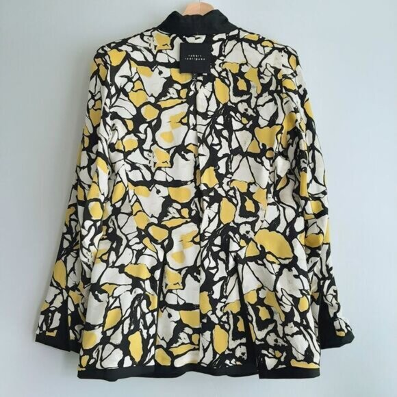 ROBERT RODRIGUEZ / Blazer Jacket Black Button Down Silk Floral Lining Sz 6 - Picture 13 of 16